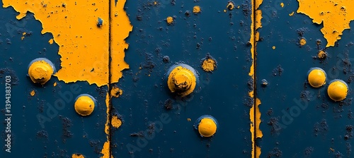 Obraz na płótnie Detailed view of weathered blue and yellow industrial texture w salonie