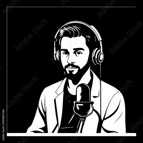 man journalist with a microphone