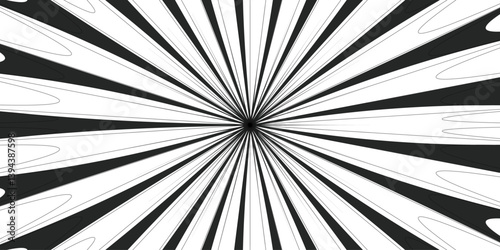 Abstract background with Classic vintage sun rays pattern. Blue swirling pattern background with Vortex starburst spiral twirl strips. Black and white twisted swirl.  radial striped backdrop