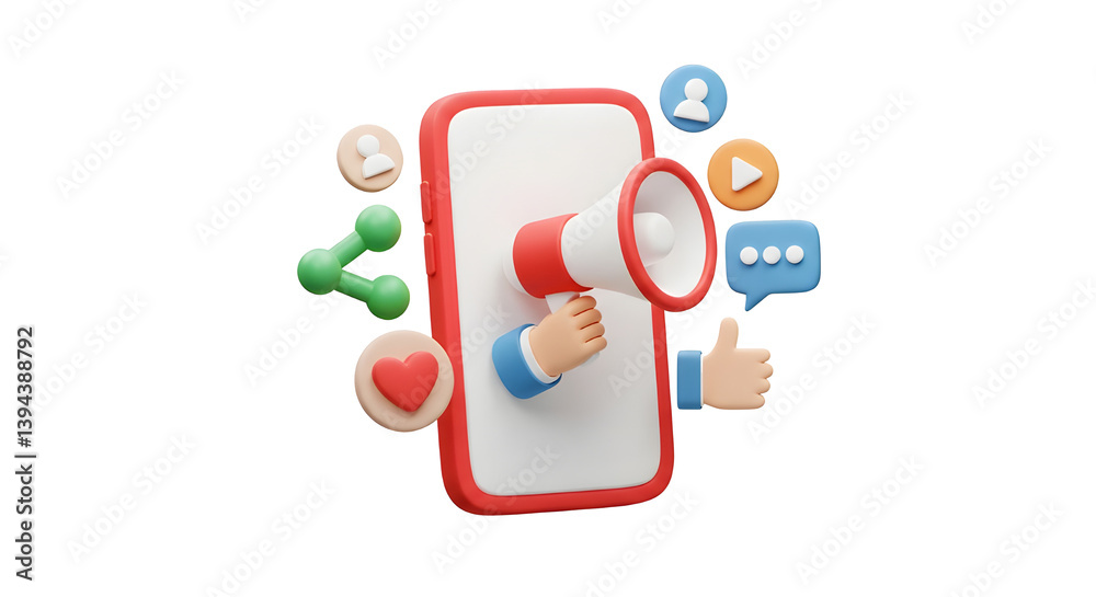Social media marketing 3d render Social media marketing 3d render