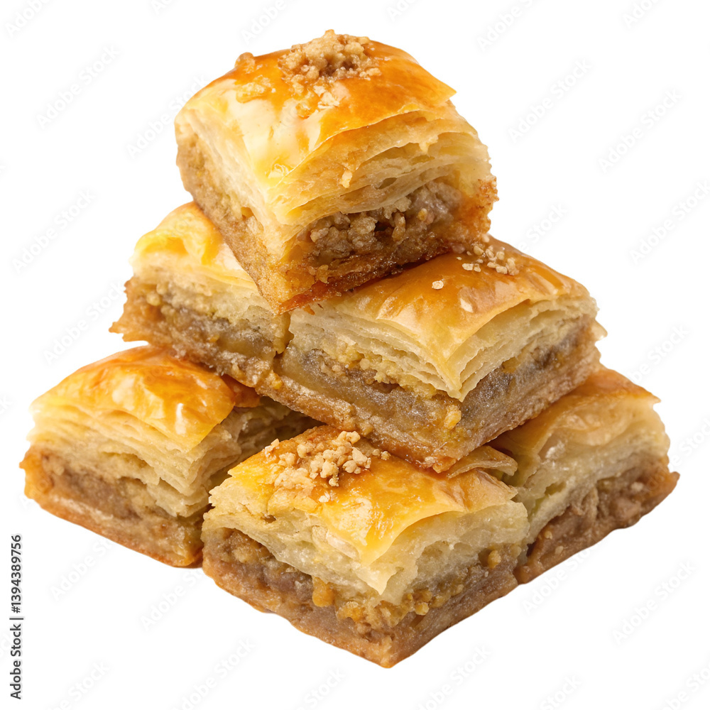 Stack of Baklava isolated on white background Stack of Baklava isolated on white background