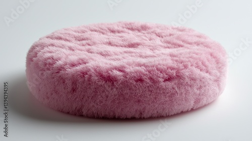 Pink fuzzy circular polishing pad.