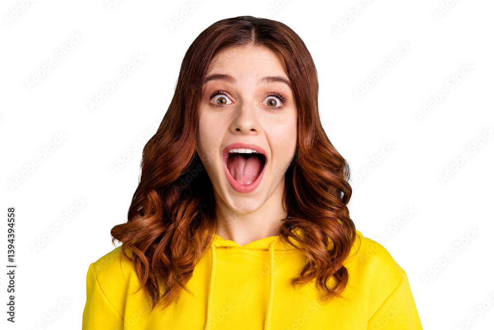 Photo of white charming nice cute attractive youngster screaming in craziness with ecstatic overjoyed feeling isolated over turquoise vivid color background