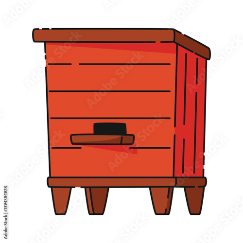 Wooden house for honey bees vector illustration. Cartoon cute beehive for a swarm of honey bees