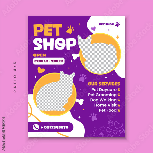 Pet shop social media instagram post template
