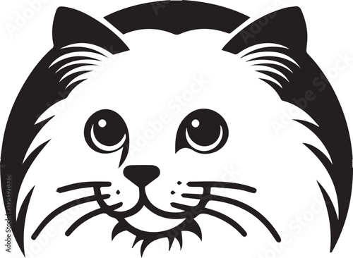 Black and White Ragdoll Cat Vector	