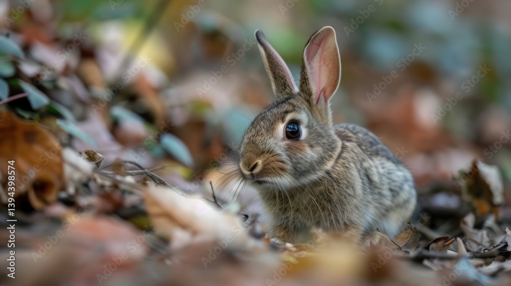 Fototapeta premium A cute rabbit with big eyes on a farm
