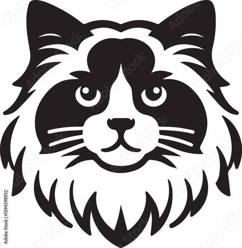 Black and White Ragdoll Cat Vector	