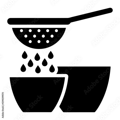 Strainer Over Bowl with Water Dripping Icon
