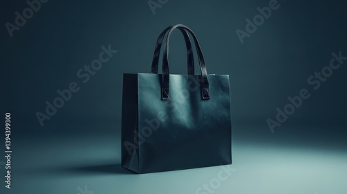 A sleek, modern black tote bag rests against a dark background, showcasing minimalist design and elegance.