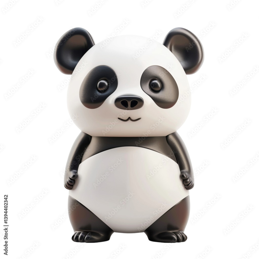 Naklejka premium Panda 3D Icon – Cute Animal Illustration Isolated on Transparent Background