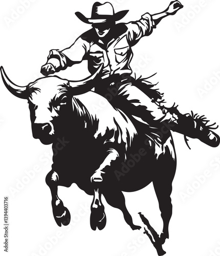 cowboy riding cow