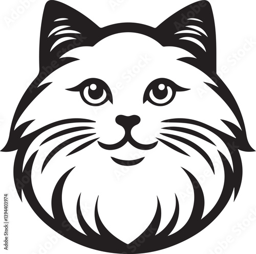 Black and White Ragdoll Cat Vector	