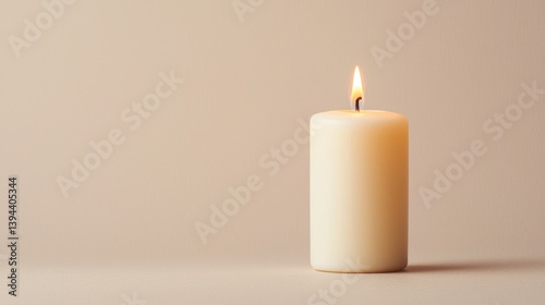 Wallpaper Mural Elegant White Candle on Neutral Background with Soft Warm Glow Torontodigital.ca