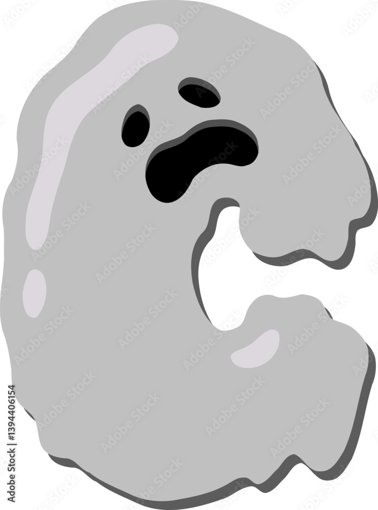 Scary Ghost Letter Vector Element Alphabet C Scary Ghost Letter Vector Element Alphabet C