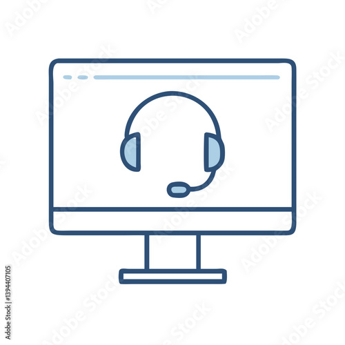 Desktop Screen with Headset Icon Design