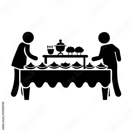 buffet table icon, buffet table line art - simple line art of buffet table, perfect for buffet table logos and icons