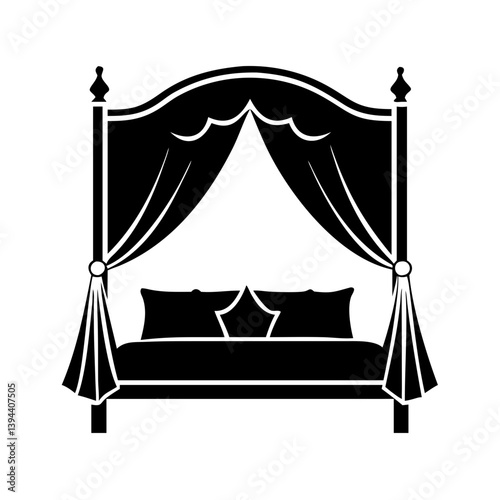 canopy bed icon, canopy bed line art - simple line art of canopy bed, perfect for canopy bed logos and icons