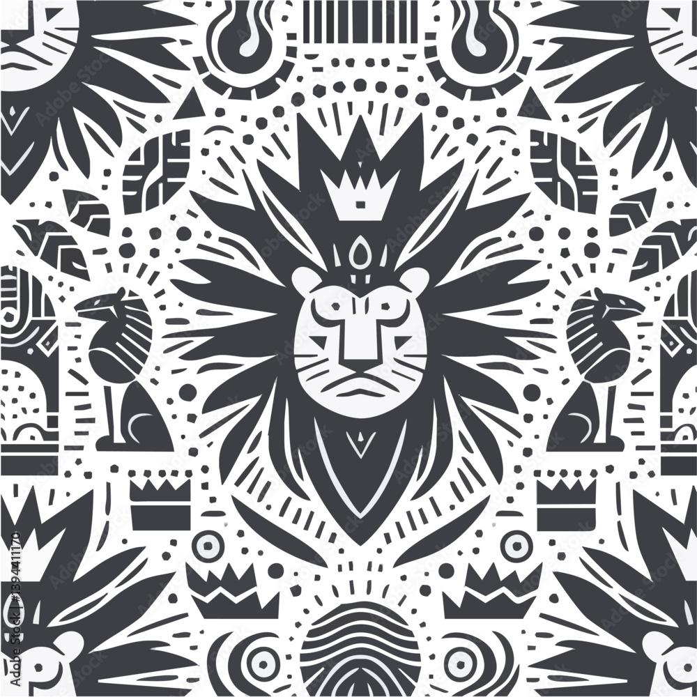 Fototapeta premium Seamless pattern of birds and flowers