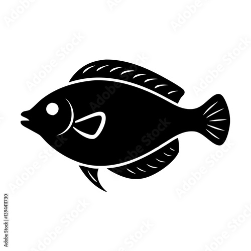 flounder icon, flounder line art - simple line art of flounder, perfect for flounder logos and icons