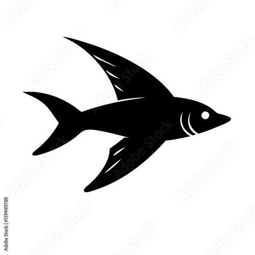 flying fish icon, flying fish line art - simple line art of flying fish, perfect for flying fish logos and icons