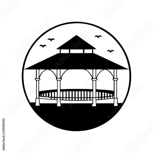 gazebo icon, gazebo line art - simple line art of gazebo, perfect for gazebo logos and icons