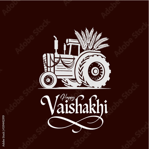 Elegant Vaishakhi Festival Design with Iconic Vectors and Stylish Typography


