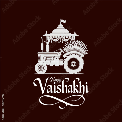 Elegant Vaishakhi Festival Design with Iconic Vectors and Stylish Typography

