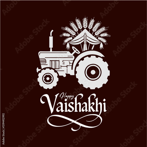 Elegant Vaishakhi Festival Design with Iconic Vectors and Stylish Typography

