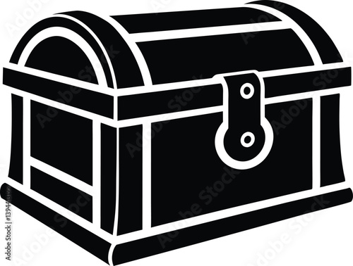 wooden treasure chest silhouette,treasure chest flat vector icon