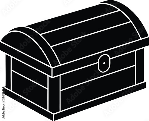 wooden treasure chest silhouette,treasure chest flat vector icon