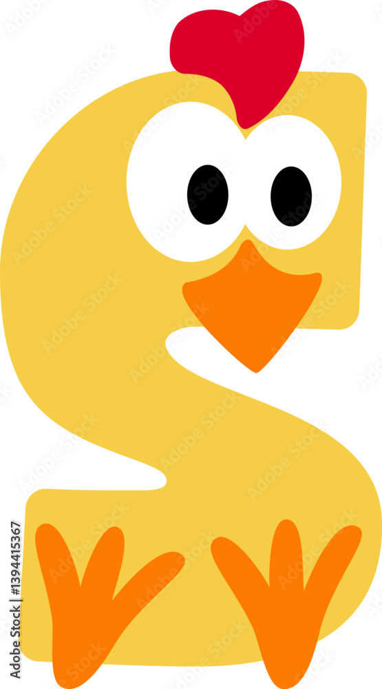 Fototapeta premium Chick Letter Vector Element Alphabet U