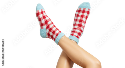 Isolated Legs with Red and White Checkered Socks