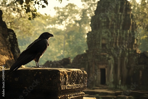 The Intrepid Scribe s Avian Divination   A Cinematic of Ornithomantic Wisdom within Sunlit Temple Ruins