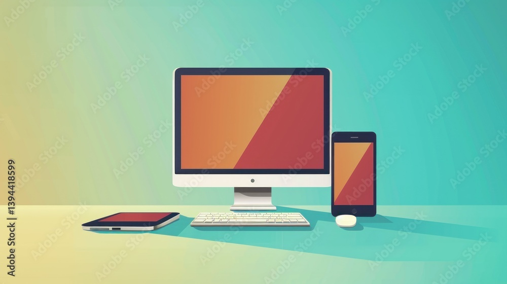 A minimalist icon representing a mobile phone and computer together. A minimalist icon representing a mobile phone and computer together.