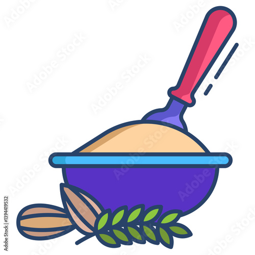 Linear color wheat almond porridge icon