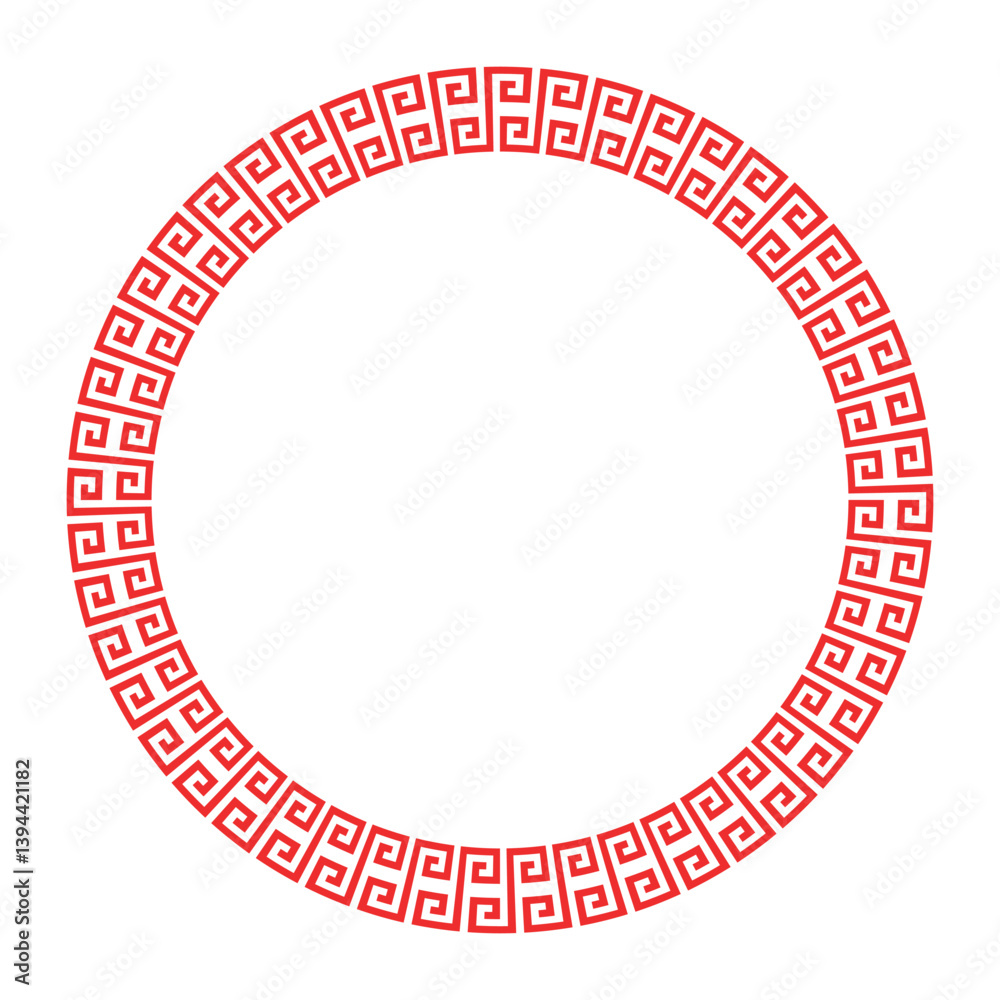 Decorative round frame for design with floral Chinese ornament and meander. Chinese Circle Pattern. Tradition asian pattern on round frame. Circle frame. For textiles, engraving, embroidery, porcelain Decorative round frame for design with floral Chinese ornament and meander. Chinese Circle Pattern. Tradition asian pattern on round frame. Circle frame. For textiles, engraving, embroidery, porcelain