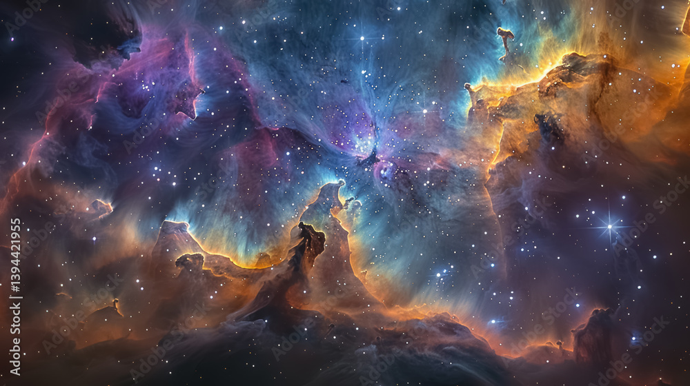 Fototapeta premium Space background with stardust and shining stars. Realistic cosmos and color nebula. Colorful galaxy