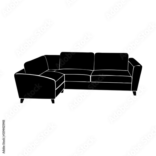 sectional sofa icon, sectional sofa line art - simple line art of sectional sofa, perfect for sectional sofa logos and icons
