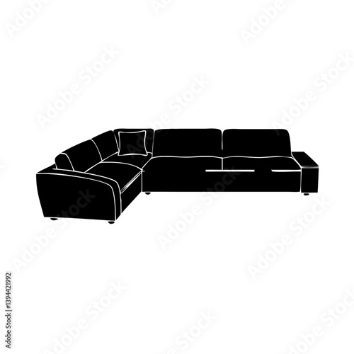 sectional sofa icon, sectional sofa line art - simple line art of sectional sofa, perfect for sectional sofa logos and icons