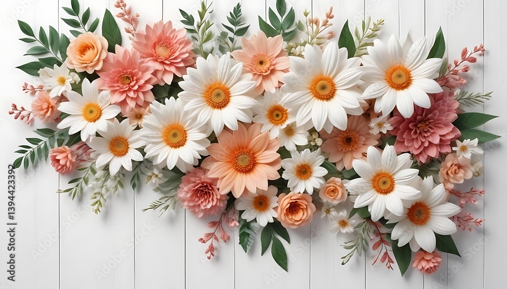 Obraz premium Bouquet of flowers with a white background