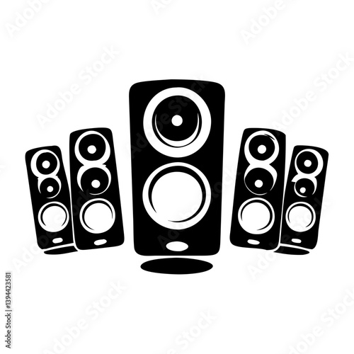surround sound speakers icon, surround sound speakers line art - simple line art of surround sound speakers, perfect for surround sound speakers logos and icons