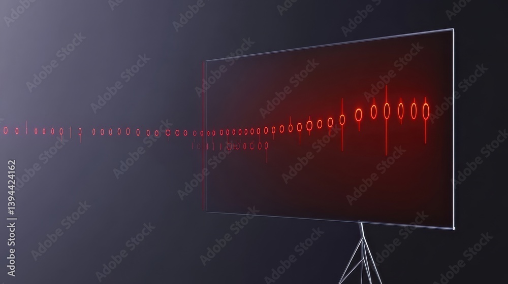Obraz premium Abstract visualization of digital data flow on a modern screen in a dark setting