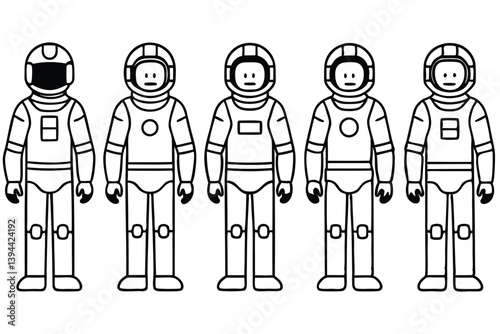 astronaut in spaces line art exploring unknown galaxies and distant planets