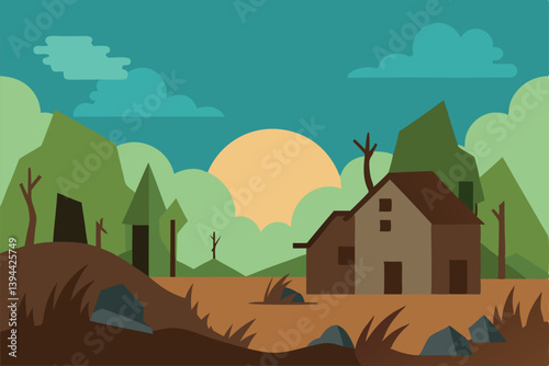 vector illustration of a village