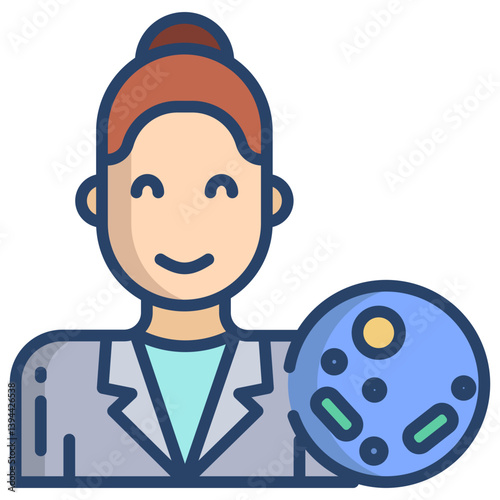 Linear color Woman Microbiology icon