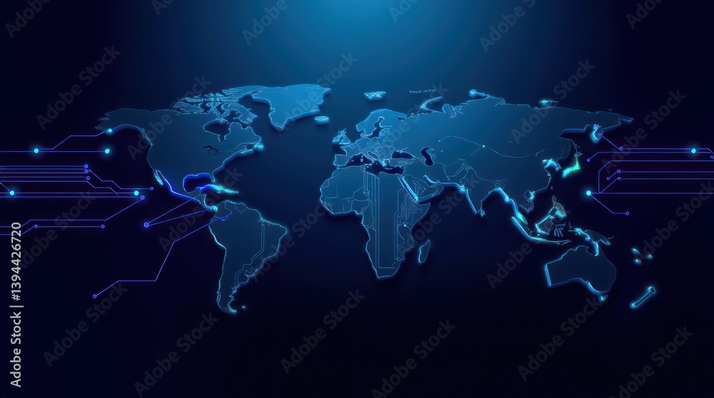 Obraz premium Global digital network map.