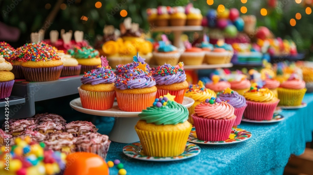 Colorful Cupcakes Display on a Table Colorful Cupcakes Display on a Table