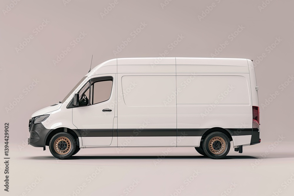 Fototapeta premium Sharp Image of White Van From Left Side View