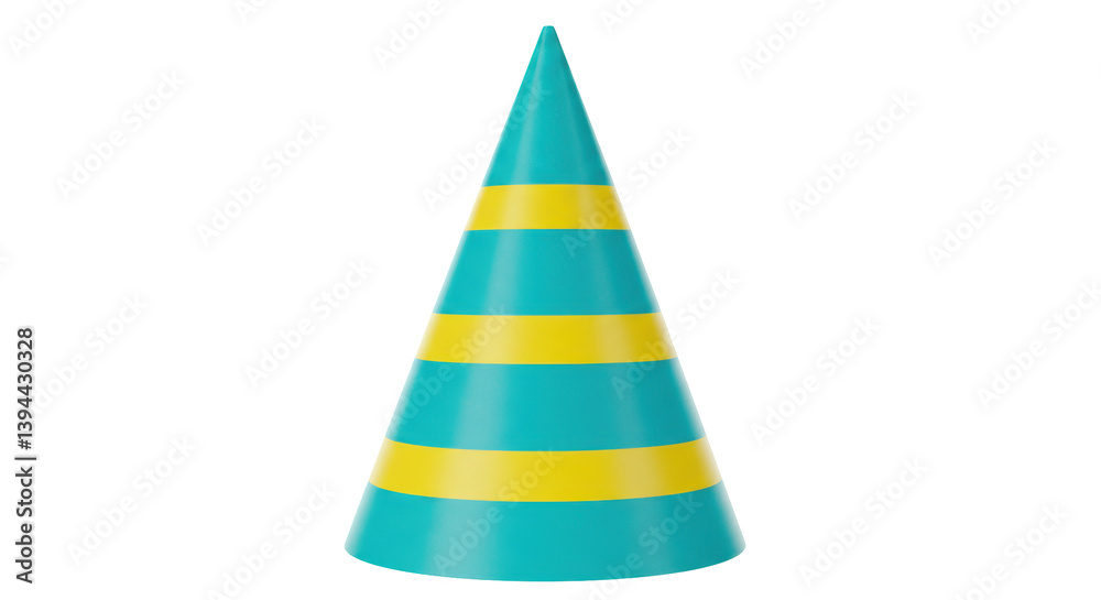 Isolated Party Hat with Yellow Stripes Isolated Party Hat with Yellow Stripes